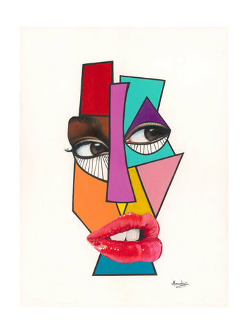 Vibrant Cubist Face | Poster - Passepartout