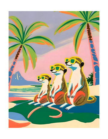Meerkats Beach Vacation | Poster - Passepartout