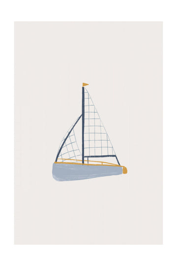 Blue Sailboat Illustration | Poster - Passepartout