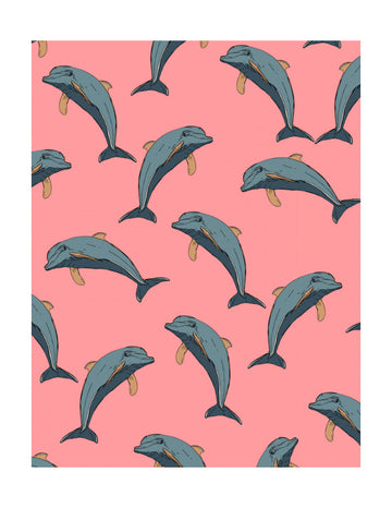 Playful Pink Dolphins | Poster - Passepartout