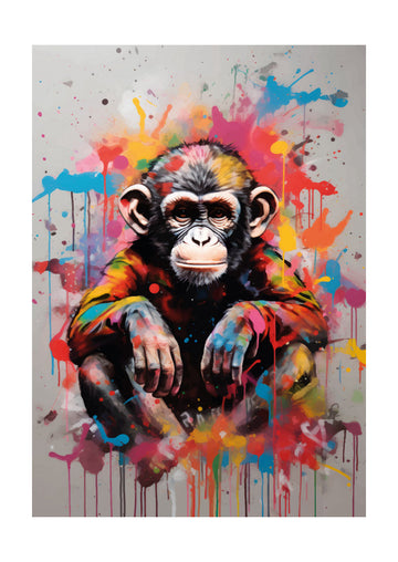 Vibrant Chimp Splatter | Poster - Passepartout