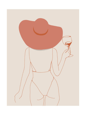 Chic Hat And Wine | Poster - Passepartout