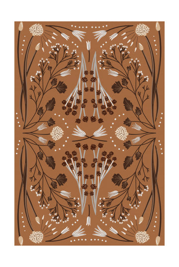 Folk Mirrored Botanicals - Earth Tones | Poster - Passepartout