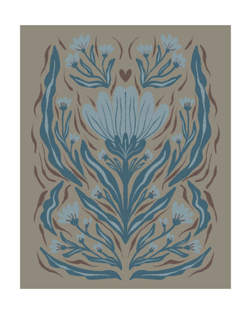 Muted Botanical Heart | Poster - Passepartout