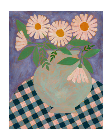 Daisies in Purple Vase | Poster - Passepartout