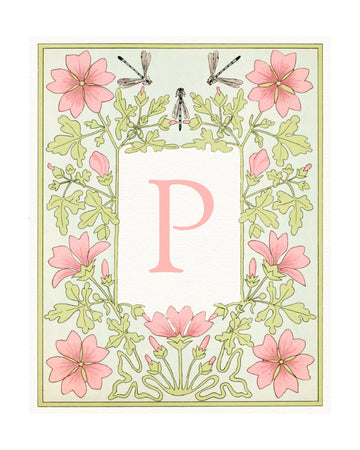 Elegant Floral Letter P | Poster - Passepartout