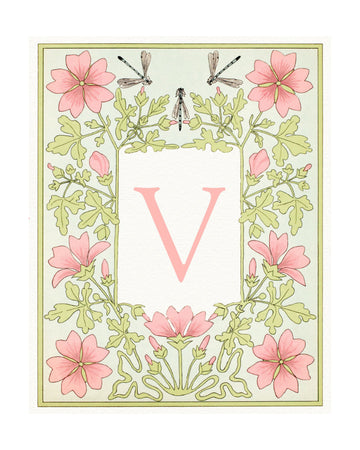 Elegant V Botanical Bloom | Poster - Passepartout