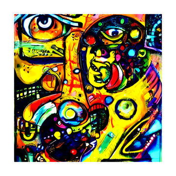Vibrant Abstract Faces | Poster - Passepartout