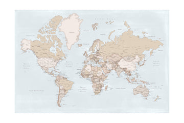 Neutral Tone World Map | Poster - Passepartout