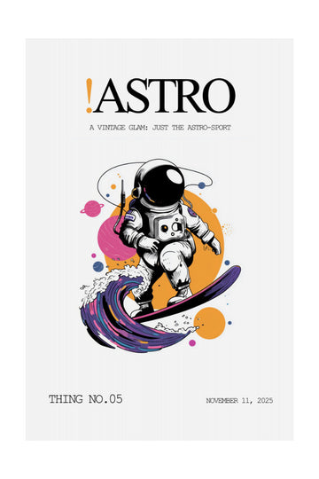 Astronaut Surfing Cosmic Wave | Poster - Passepartout