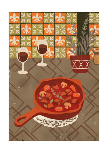 Hearty Stew and Wine | Poster - Passepartout