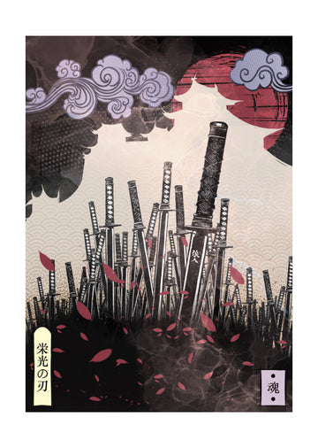 Samurai Blades Red Sun | Poster - Passepartout