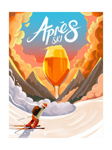 Après Ski Sunset Beer | Poster - Passepartout