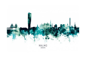 Malmo Watercolor Skyline | Poster - Passepartout
