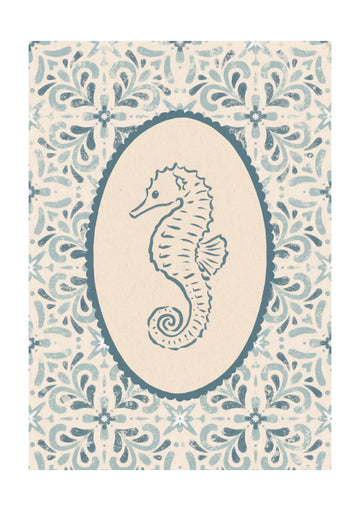 Coastal Seahorse Medallion | Poster - Passepartout