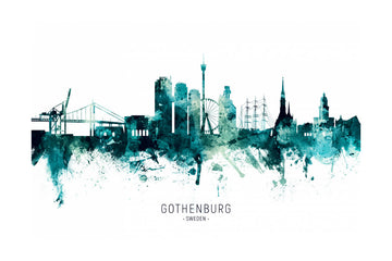 Gothenburg Watercolor Skyline | Poster - Passepartout