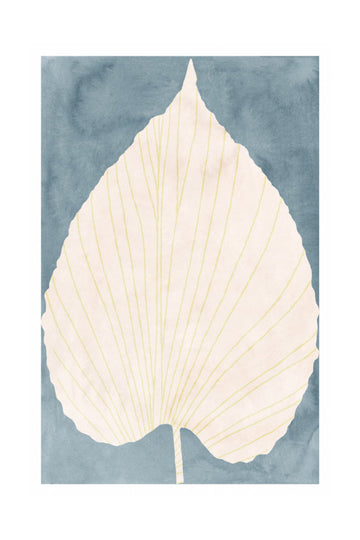 Soft Blue Fan Leaf | Poster - Passepartout