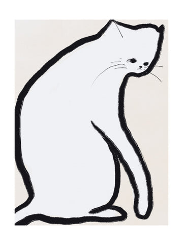 Pensive White Cat | Poster - Passepartout