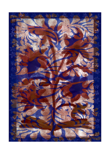 Blue Botanical Flourish | Poster - Passepartout