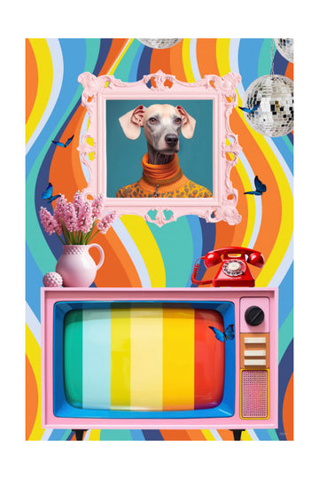 Stylish Dog Retro Vibe | Poster - Passepartout