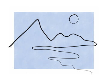 Minimalist Mountain Lake Sun | Poster - Passepartout