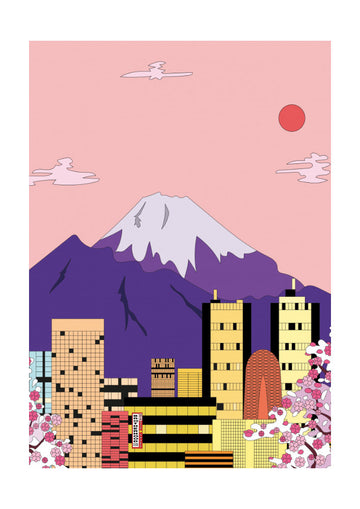 Mount Fuji City Sakura | Poster - Passepartout