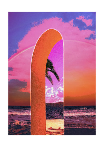 Pink Sky Beach Archway | Poster - Passepartout