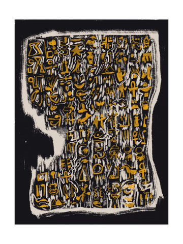 Golden Hieroglyphic Head | Poster - Passepartout