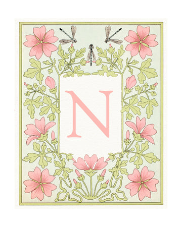 Art Nouveau Floral N | Poster - Passepartout