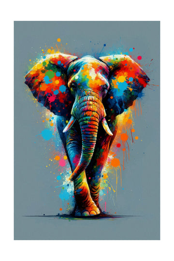Vibrant Splatter Elephant | Poster - Passepartout