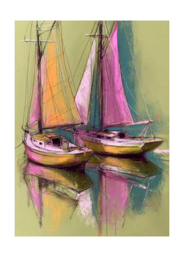 Colorful Sailboat Reflections | Poster - Passepartout