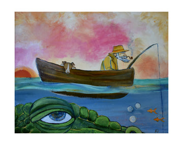 Fisherman Dog and Crocodile Eye | Poster - Passepartout