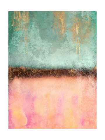 Teal Pink Gold Drips | Poster - Passepartout