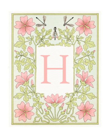 Elegant Floral Letter H | Poster - Passepartout
