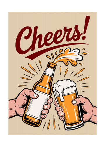 Golden Beer Cheers | Poster - Passepartout