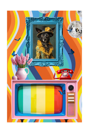 Eclectic Retro Dog Portrait | Poster - Passepartout