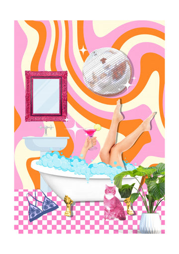 Groovy Bathtub Bliss | Poster - Passepartout
