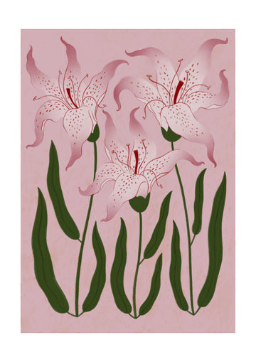 Botanical Pink Lilies | Poster - Passepartout