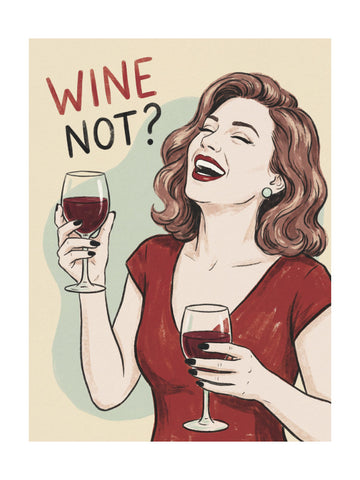 Wine Not Woman Laughing | Poster - Passepartout