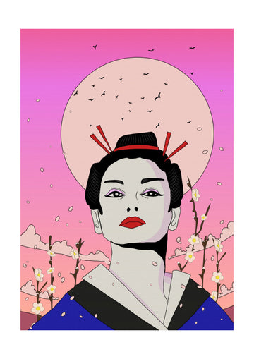 Serene Geisha Moon | Poster - Passepartout