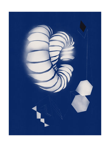 Blue Geometric Spiral | Poster - Passepartout