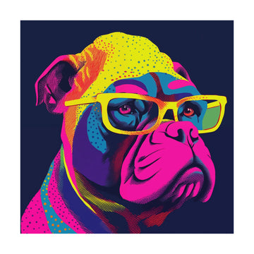 Neon Pop Art Bulldog | Poster - Passepartout