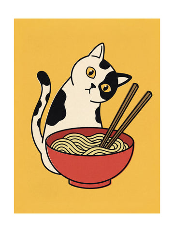 Curious Cat Ramen | Poster - Passepartout