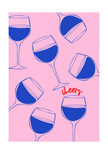 Cheers Pink Wine | Poster - Passepartout