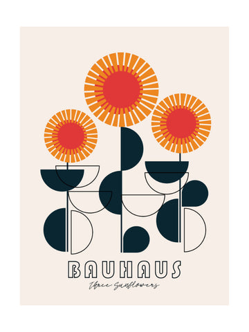 Modern Geometric Sunflowers | Poster - Passepartout