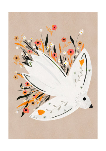 Peaceful Floral Dove | Poster - Passepartout