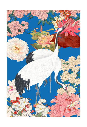 Japanese Cranes Floral Art | Poster - Passepartout