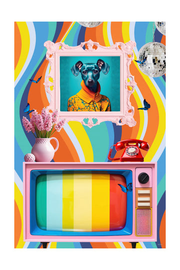 Groovy Dog Pink TV | Poster - Passepartout