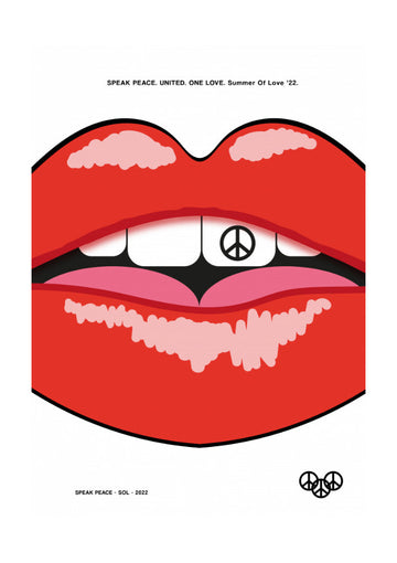 Red Lips Peace Sign | Poster - Passepartout