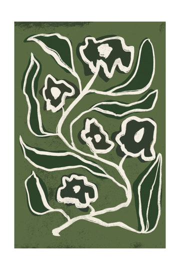 Modern Green Flowers | Poster - Passepartout